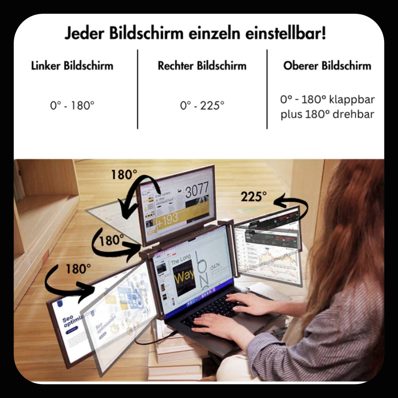 Beim Flexi4Lap 14 Zoll ist jeder Bildschirm einzeln einstellbar.