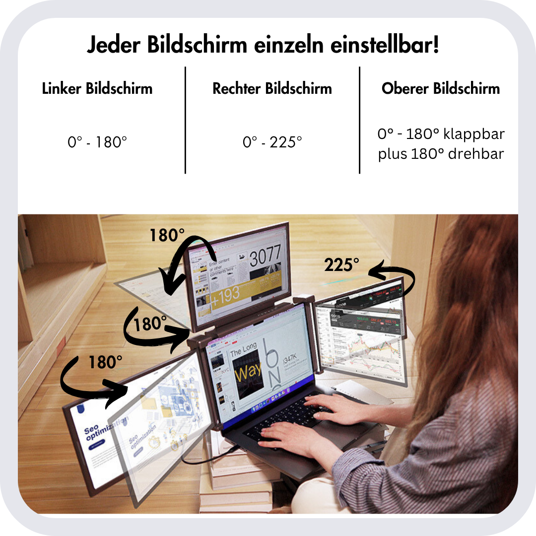 Flexi4Lap 14 Zoll – Die Ultimative Multi-Screen-Erweiterung - 309mm bis 425mm Bildschirmbreite
