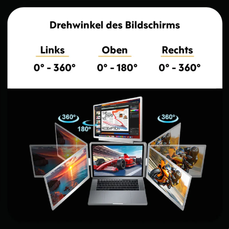 FlexiQuad 14 Zoll Dockstation - Drehwinkel der Bildschirme