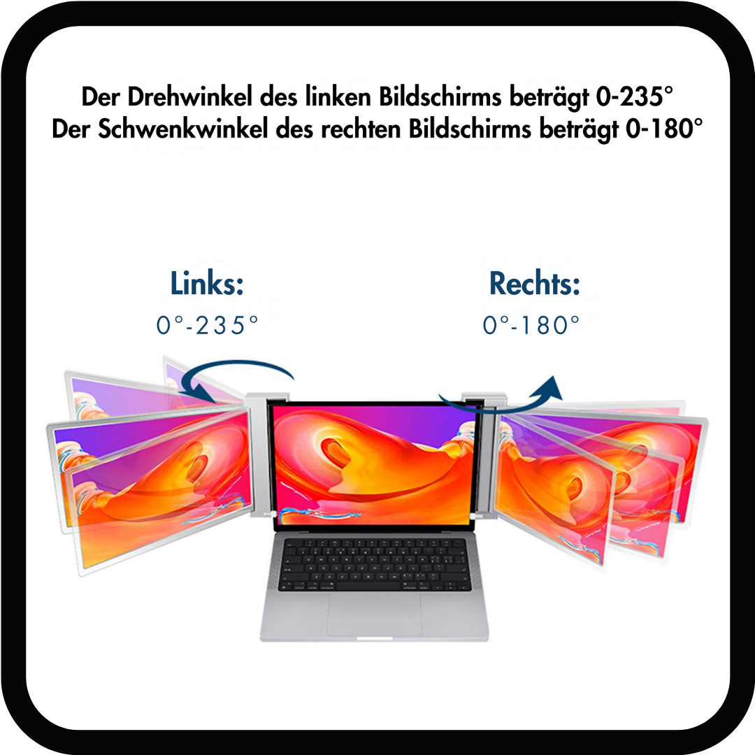 FlexiTriLap 13 Zoll - Die ultimative Laptop- Bildschirm Erweiterung - 285mm bis 397mm Bildschirmbreite