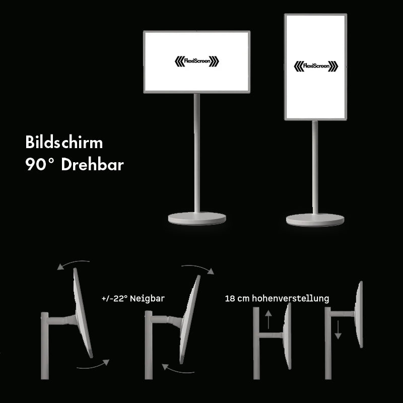 FlexiVision Pro mit 32-Zoll-Touch-Display, das um 90 Grad drehbar ist.