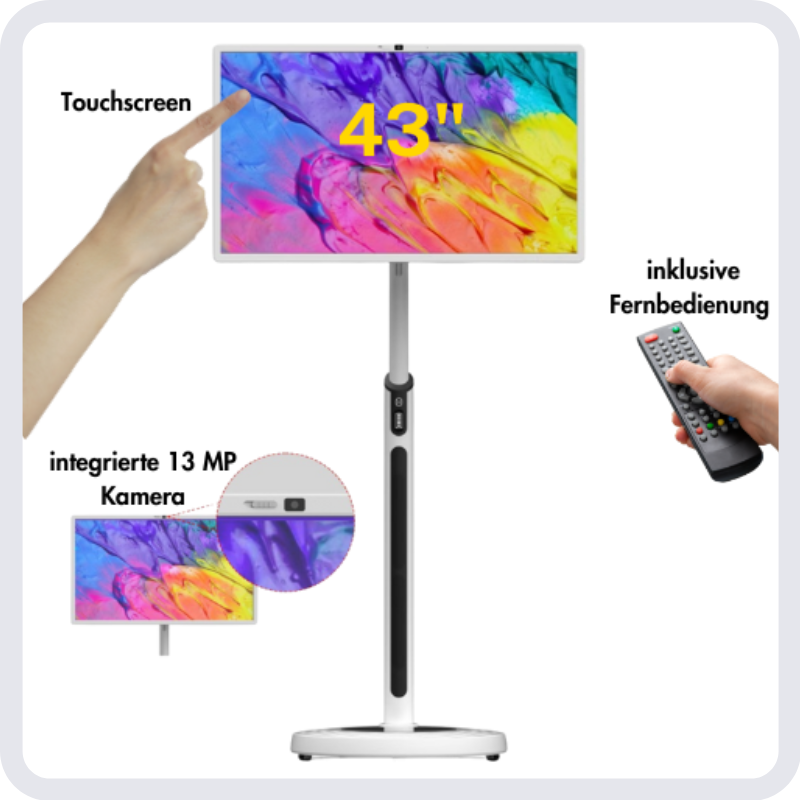 FlexiVision Pro 43" – 4K Touch Display mit Akku und Android 15