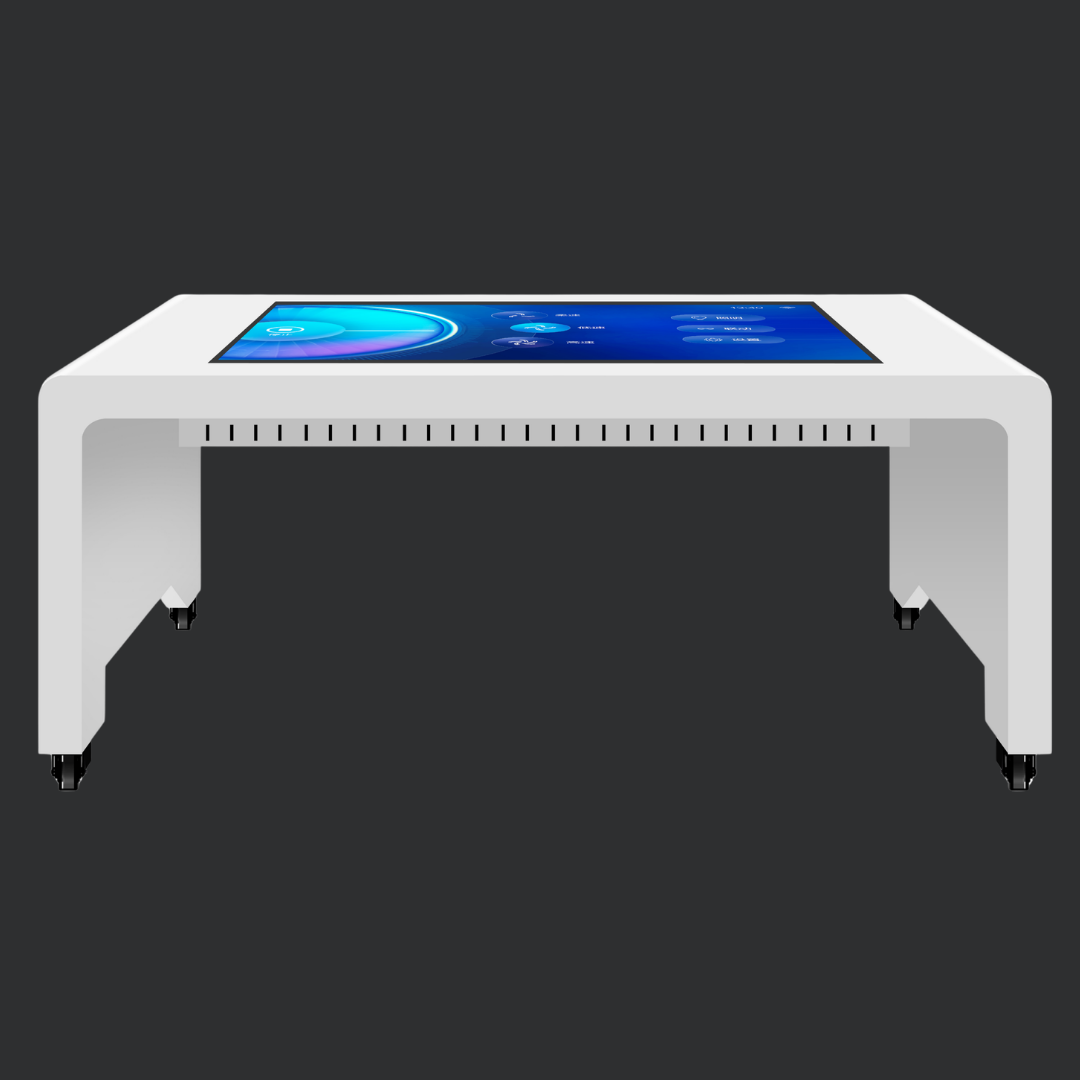 Eleganter Touchscreen-Tisch mit hochwertigem Metallgehäuse und gehärtetem Glas