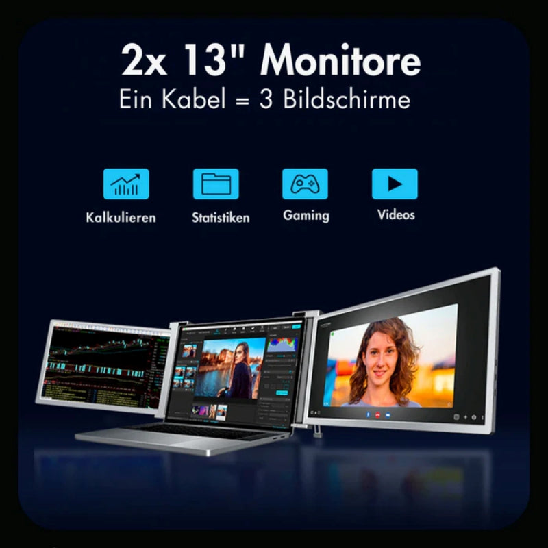 FlexiTriLap 13 Zoll - Zwei zusätzliche 13 Zoll Monitore für deinen Laptop