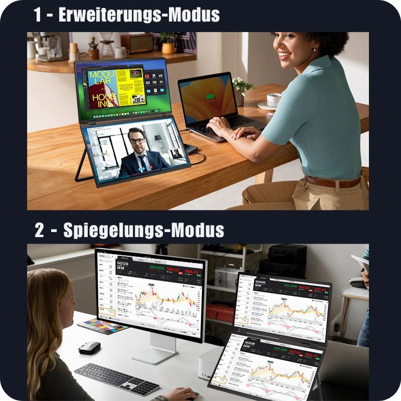 FlexiTwin 16 Zoll - Ein Kabel für zwei 16-Zoll Displays