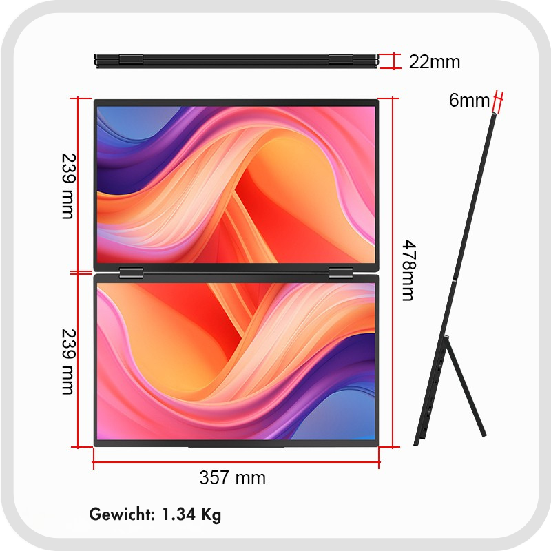 FlexiTwin 16 Zoll - Ein Kabel für zwei 16-Zoll Displays