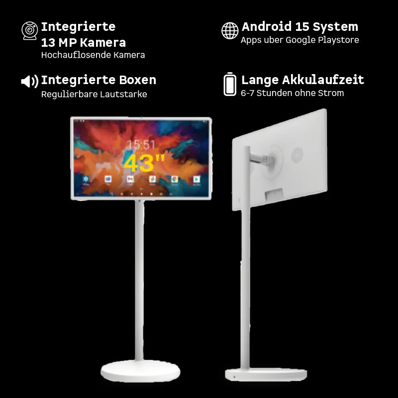 FlexiVision Pro 43" mit Android 15 und langer Akkulaufzeit
