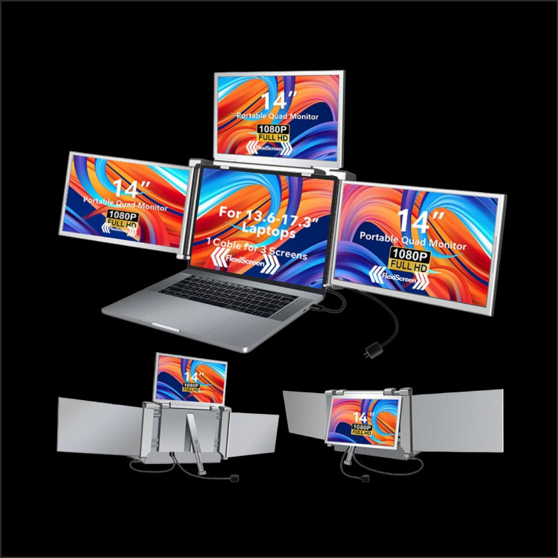 Moniteur Portable Triple écran 14 Pouces - Pour Ordinateur Portable, USB, Résolution Full HD, IPS